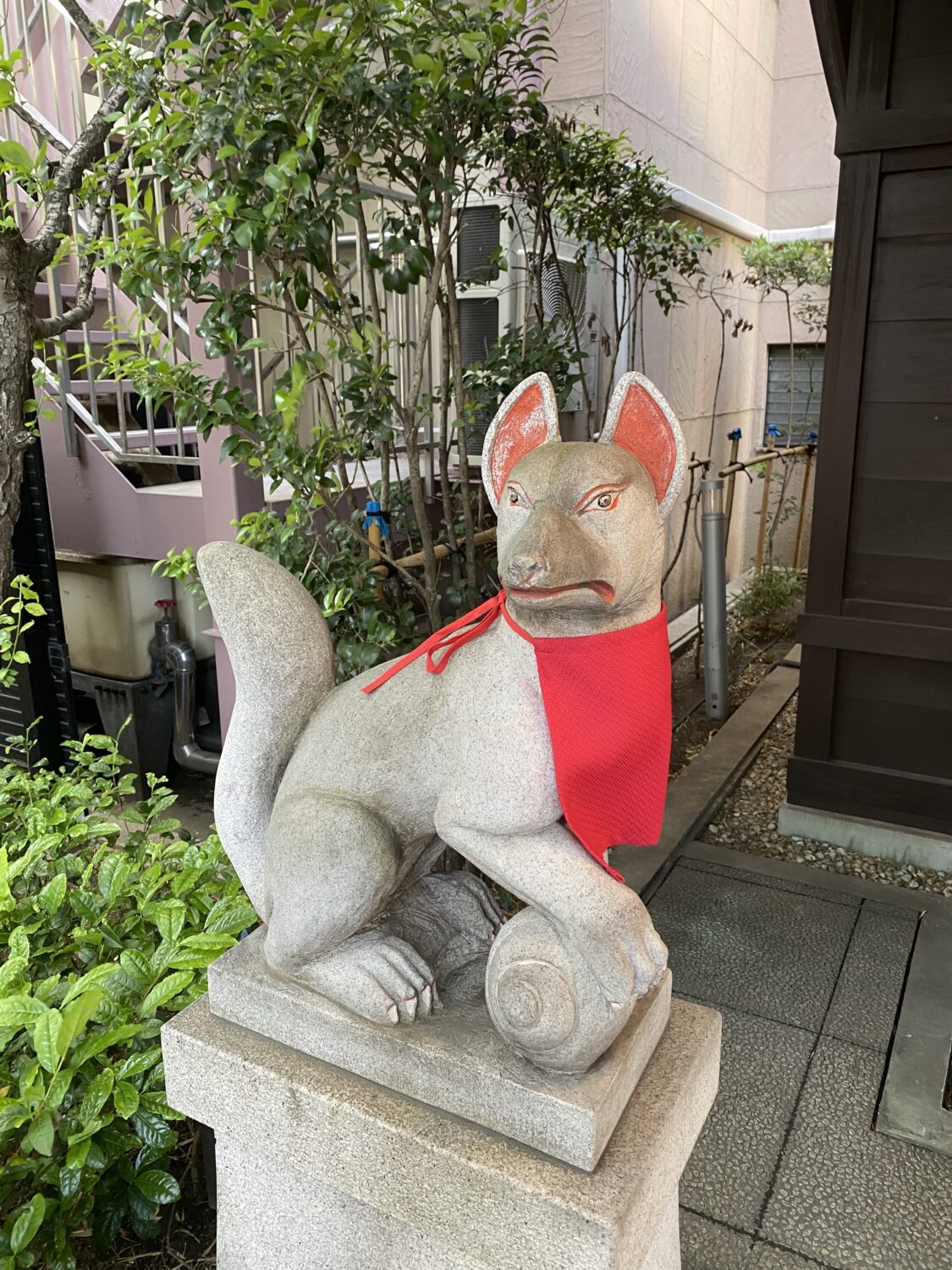 茶ノ木神社に鎮座する狛狐