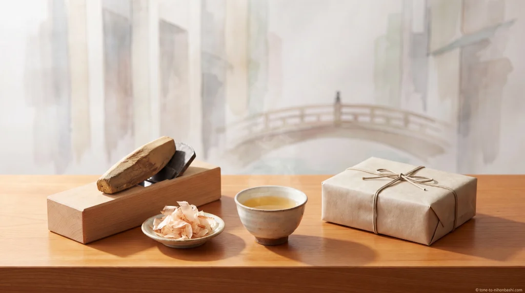 にんべん日本橋本店の鰹節とだしを表すアイキャッチ