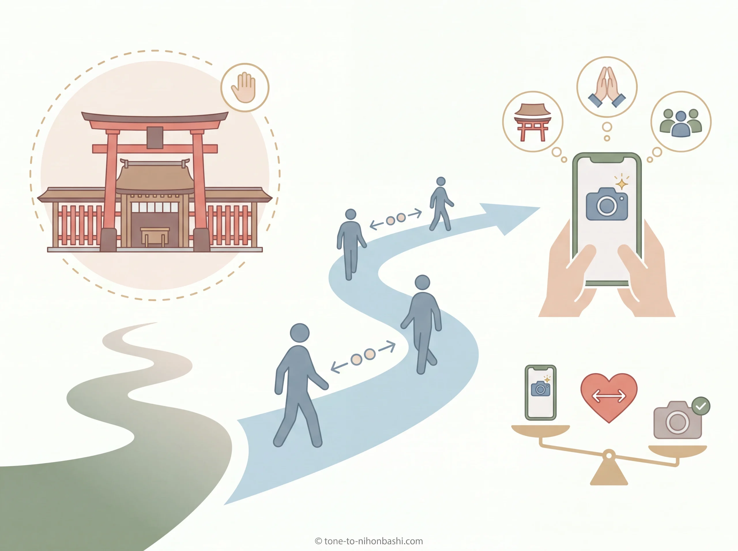神社撮影の判断基準を表す図解
