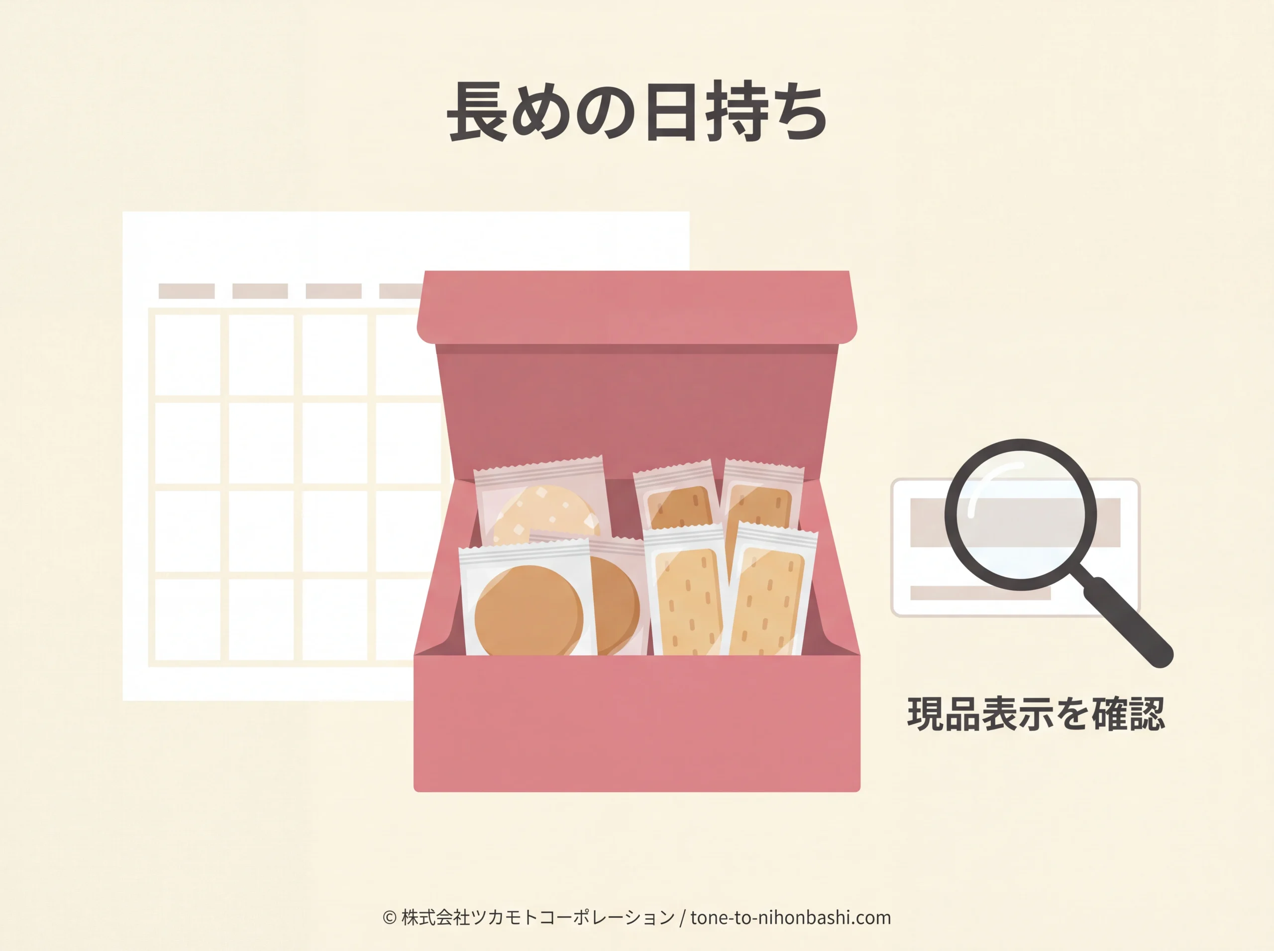 日持ちする個包装の米菓を選ぶイメージ