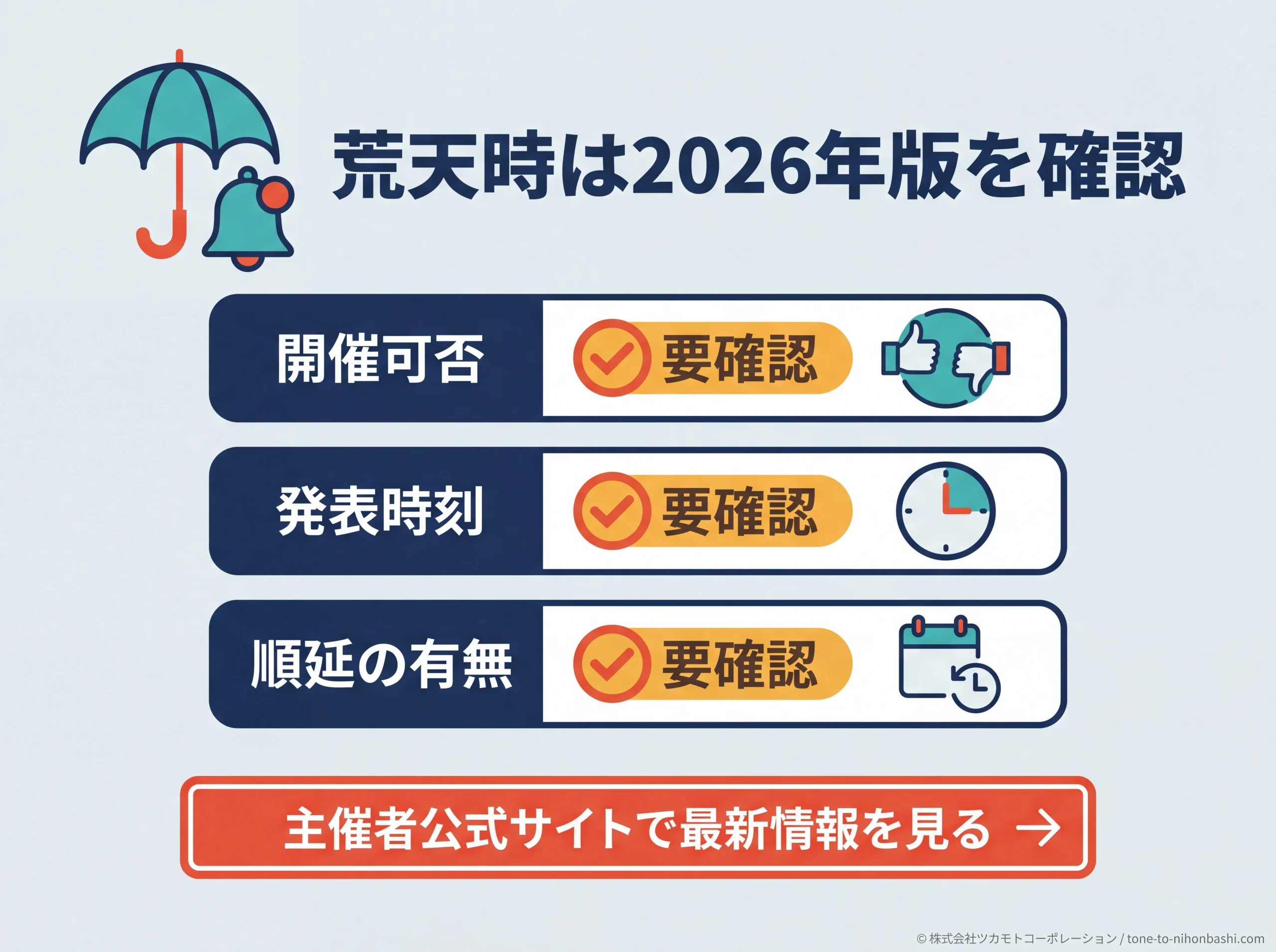荒天時に確認する2026年版公式情報