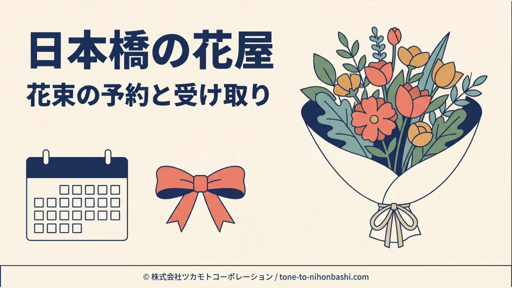 日本橋の花屋で花束を予約して受け取る案内