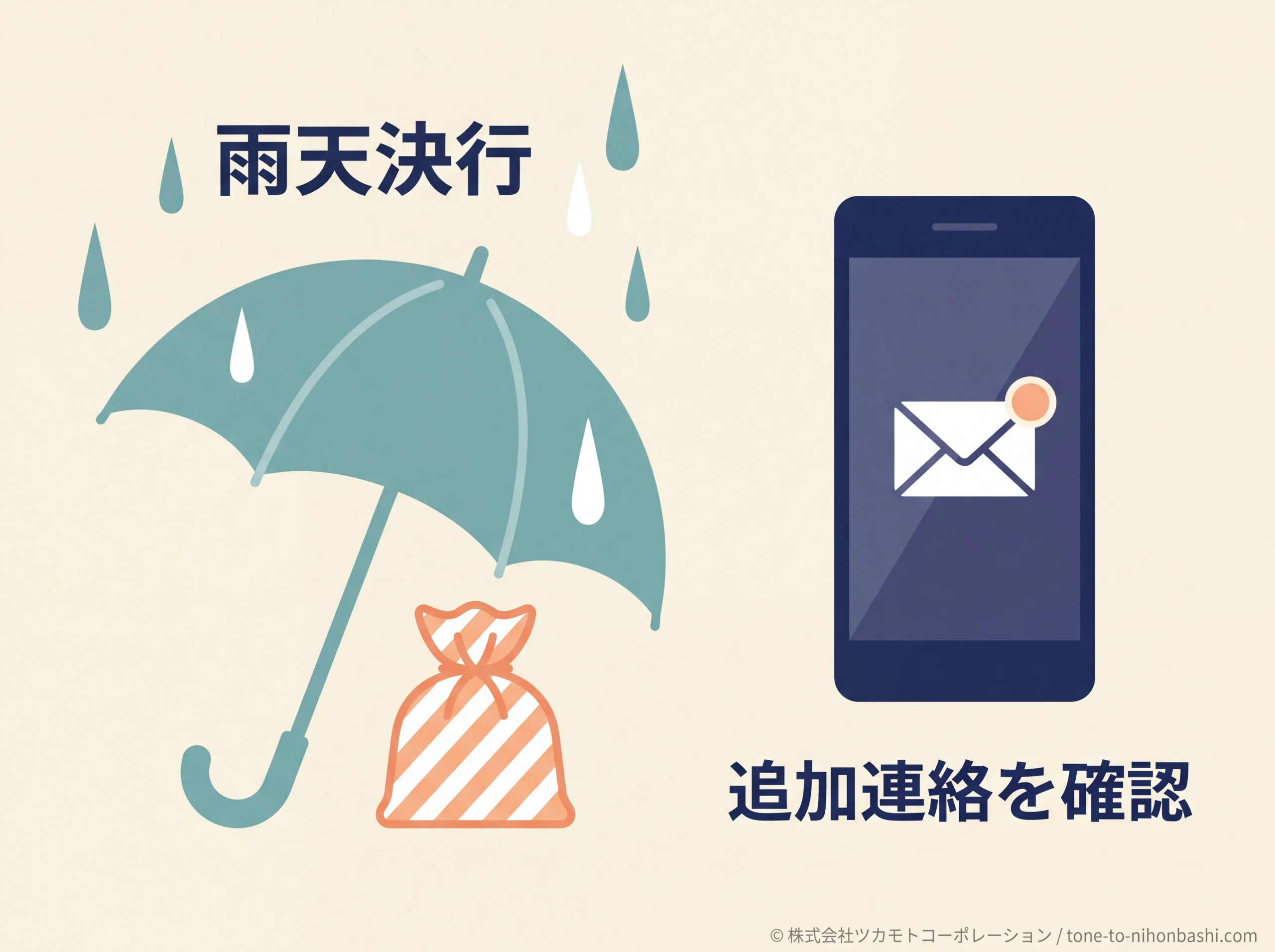雨天決行と追加連絡の確認