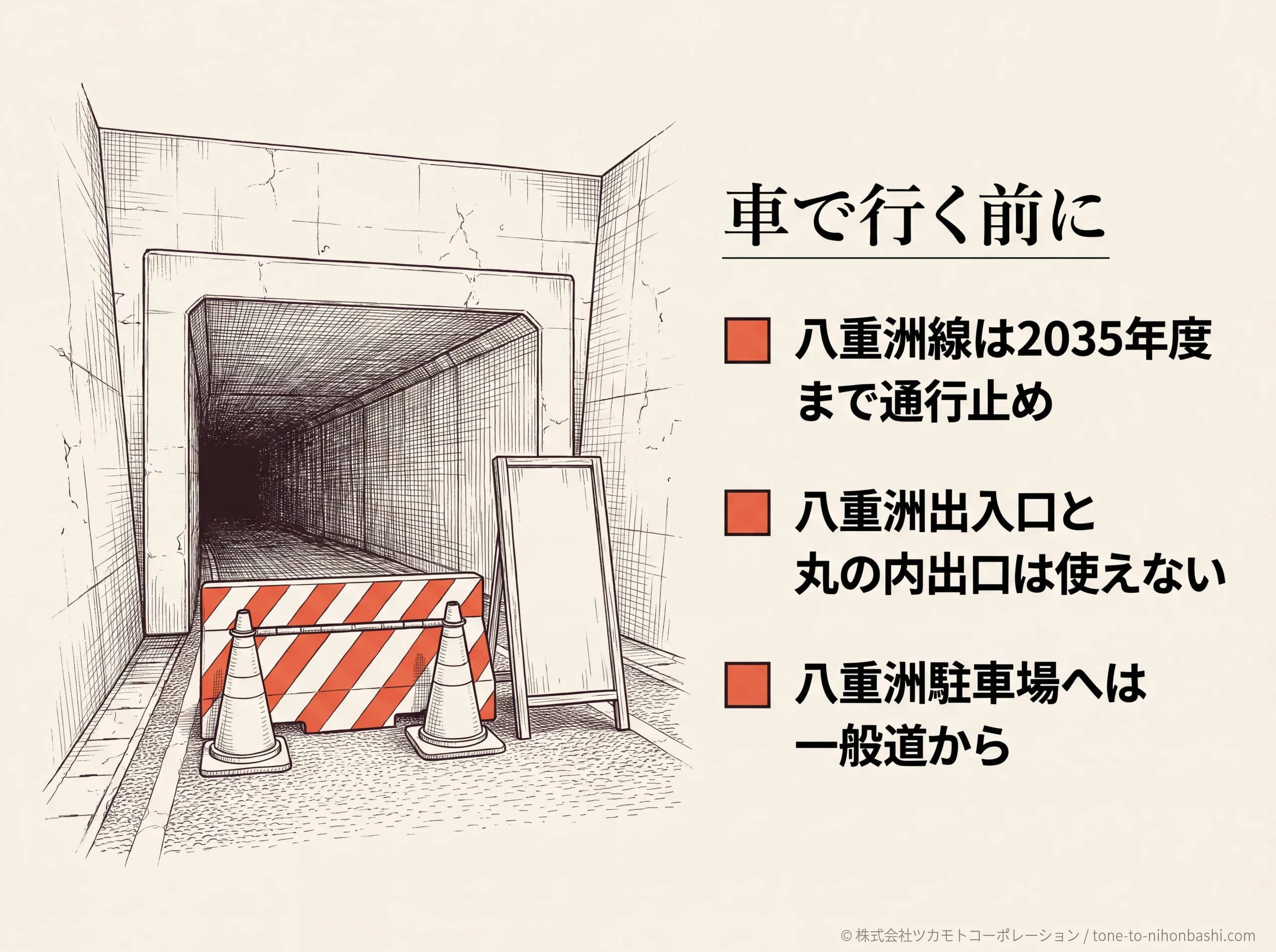 八重洲線の長期通行止めと車で行く時の注意